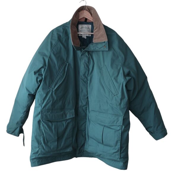 Vintage L.L. Bean Sz XL Goose Down Timberline Parka Teal Barn Jacket Corduroy - Picture 1 of 16